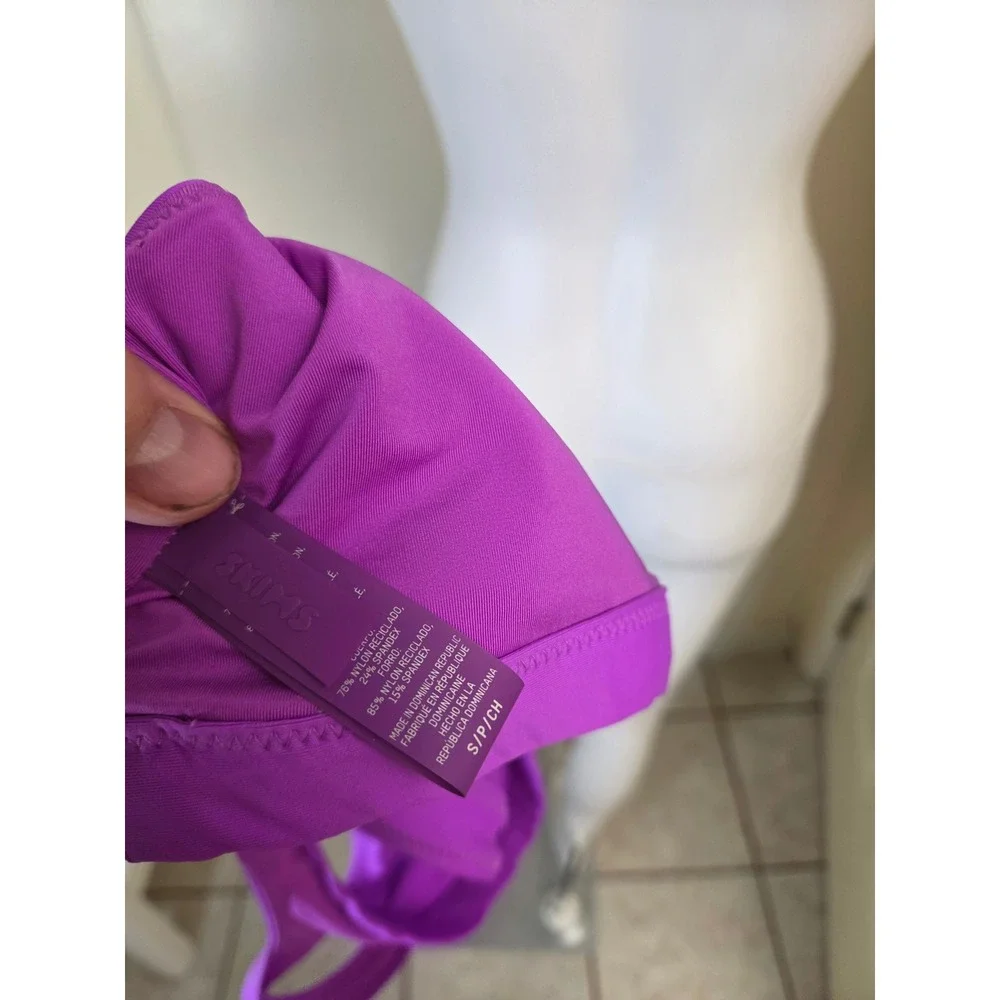 SKIMS Swim Scoop Neck Bikini Top Purple Recycled Nylon Size‎ Small